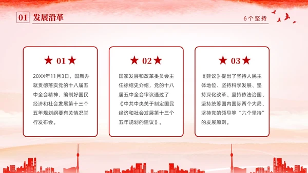 红色水彩简约党建党课学习了解六个坚持课件PPT
