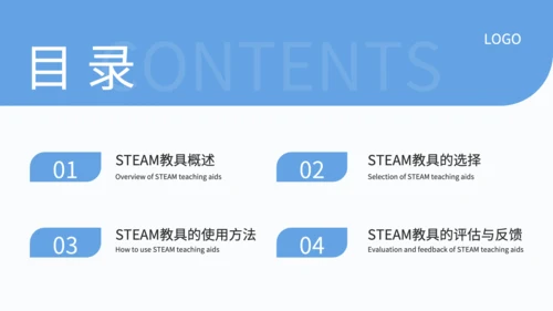 蓝色简约风STEAM教具产品使用指南PPT