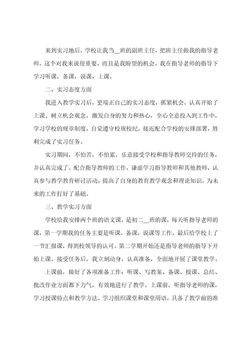 最新顶岗专业实习总结个人通用