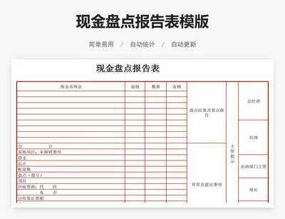 现金盘点报告表模版