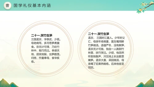 绿色水墨风二十四孝传承孝道文化PPT模板中国传统文化