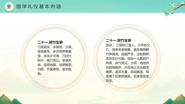 绿色水墨风二十四孝传承孝道文化PPT模板中国传统文化