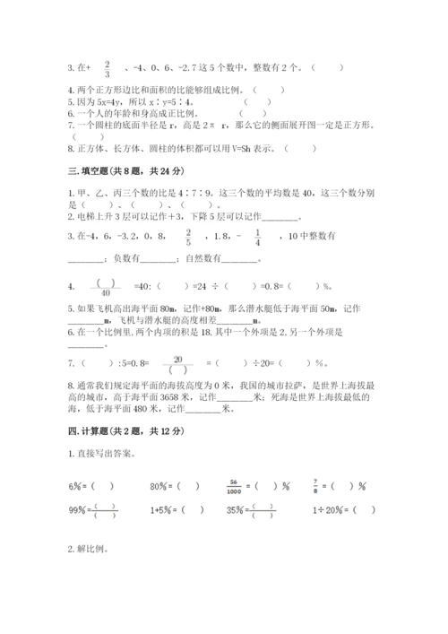 六年级下册数学期末测试卷带答案（满分必刷）.docx