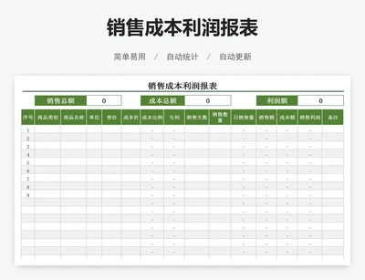 销售成本利润报表