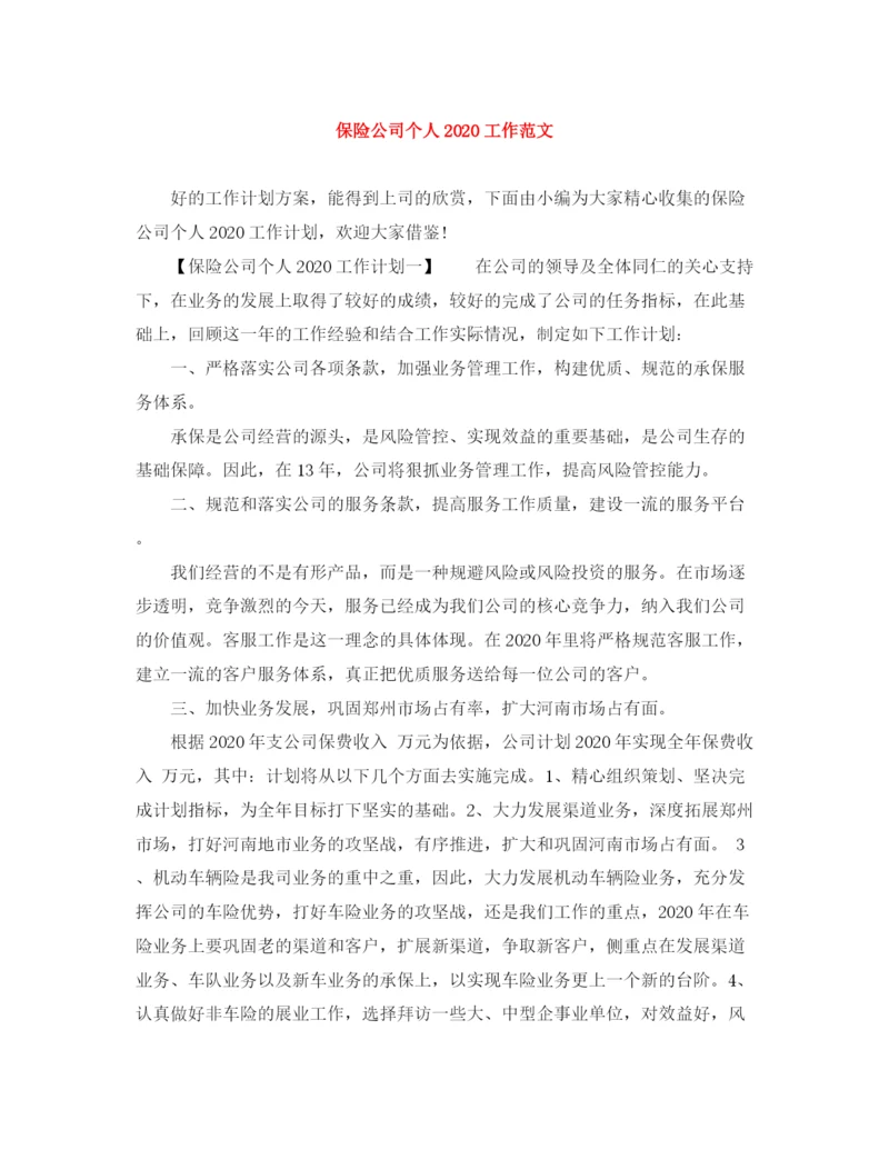 精编之保险公司个人工作范文.docx