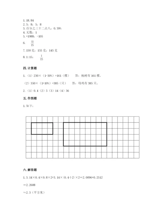 临沂市平邑县六年级下册数学期末测试卷完美版.docx