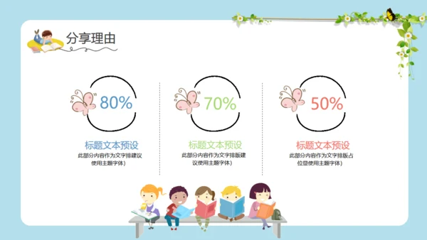 儿童读书分享会小朋友阅读卡通通用PPT模板
