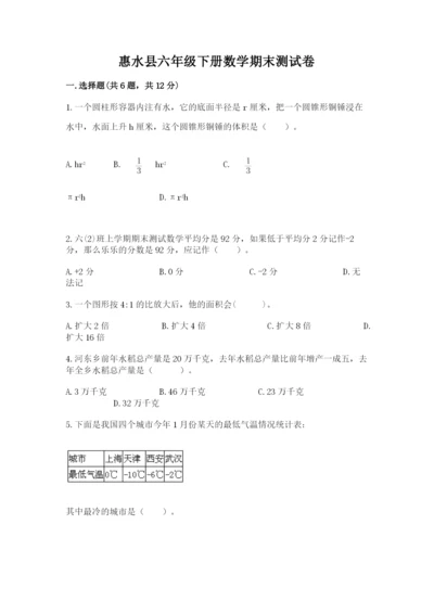 惠水县六年级下册数学期末测试卷及答案一套.docx