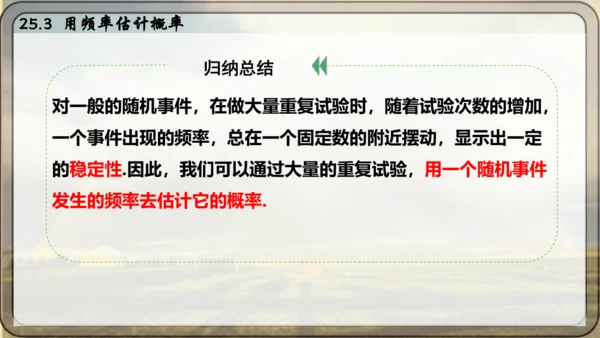 人教版数学九年级上册25.3 用频率估计概率课件课件（共25张PPT）