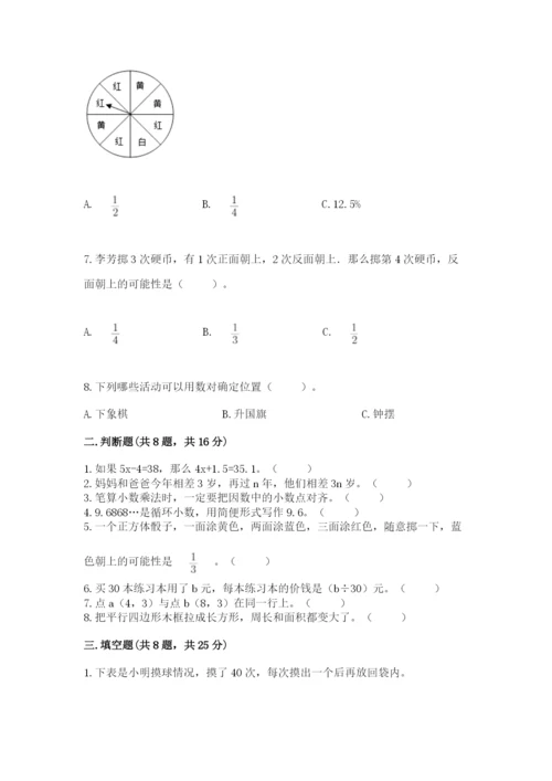 小学五年级上册数学期末测试卷及参考答案【黄金题型】.docx