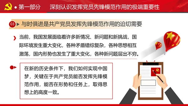 发挥党员先锋模范作用专题党课组支部PPT
