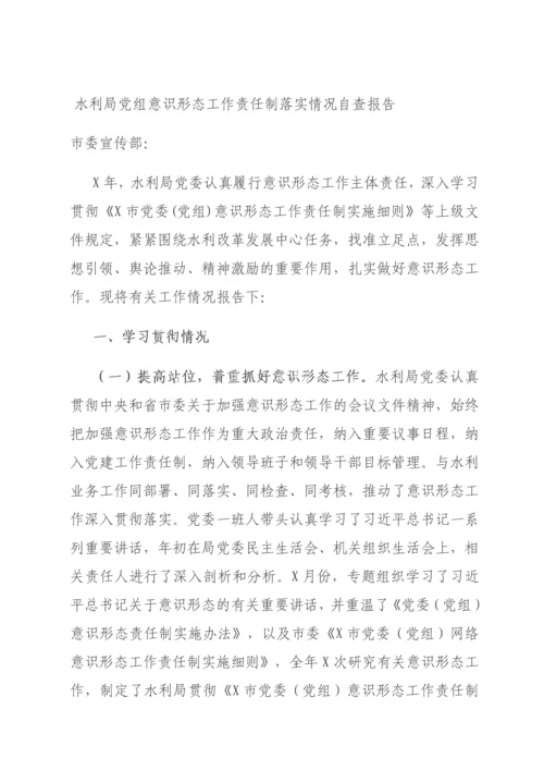 水利局党组意识形态工作责任制落实情况自查报告.docx