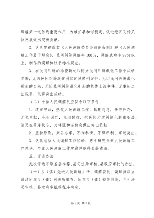 评选表彰十佳人民调解员工作方案.docx