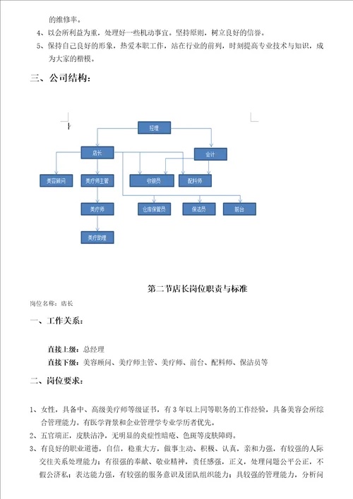 美容岗位职责与标准篇