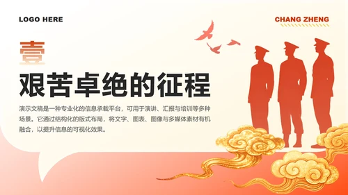红色简约风红军长征精神长征纪念日主题党课PPT模板