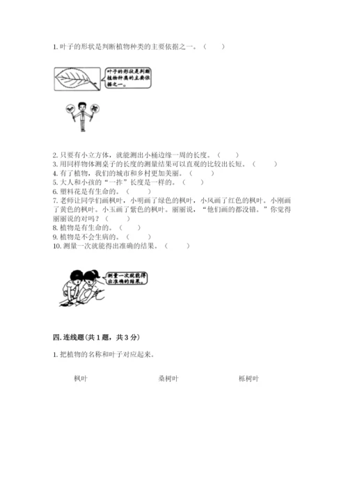 教科版一年级上册科学期末测试卷（有一套）word版.docx
