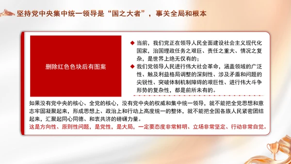 以坚持党中央集中统一领导为根本保证专题党课PPT