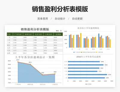销售盈利分析表模版
