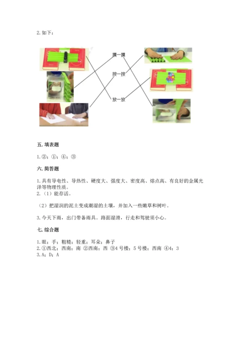 教科版二年级上册科学期末测试卷带答案（最新）.docx