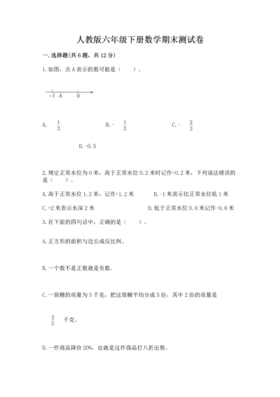 人教版六年级下册数学期末测试卷精品（全国通用）.docx