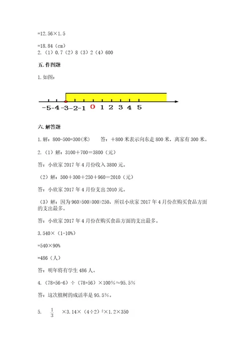 小学毕业会考数学试卷附参考答案（考试直接用）