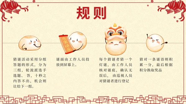 黄色中国风剪纸闹元宵猜灯谜带内容PPT模板