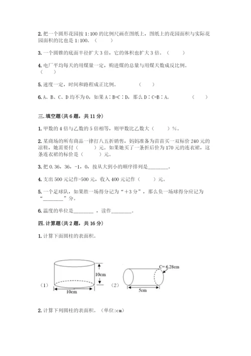 人教版六年级下册数学期末测试卷及参考答案【综合卷】-(2).docx