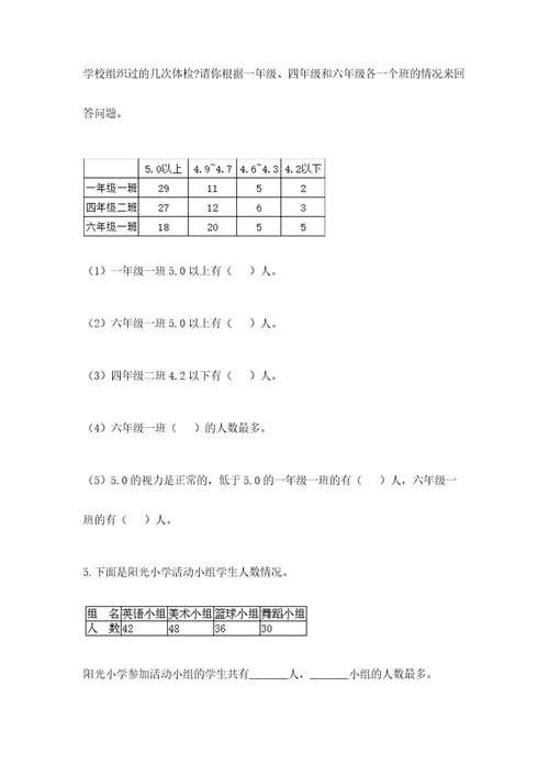 苏教版二年级下册数学第八单元数据的收集和整理（一）测试卷及一套答案