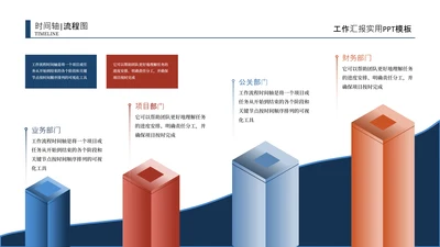 蓝橙色商务风时间轴流程图关系页