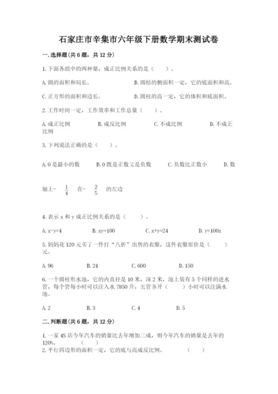 石家庄市辛集市六年级下册数学期末测试卷一套.docx