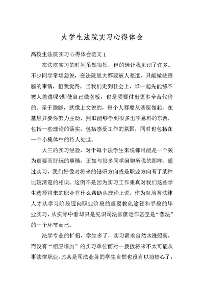 大学生法院实习心得体会