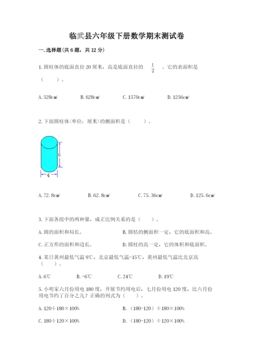 临武县六年级下册数学期末测试卷及参考答案1套.docx