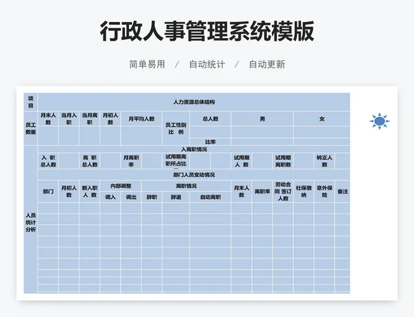 行政人事管理系统模版