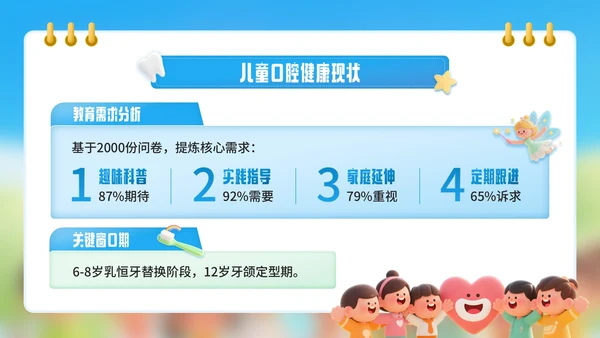 蓝色卡通风爱牙日口学校健康教育宣传PPT模板