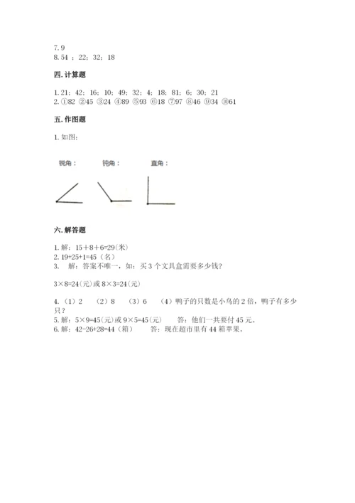 小学二年级上册数学期中测试卷（名师系列）.docx