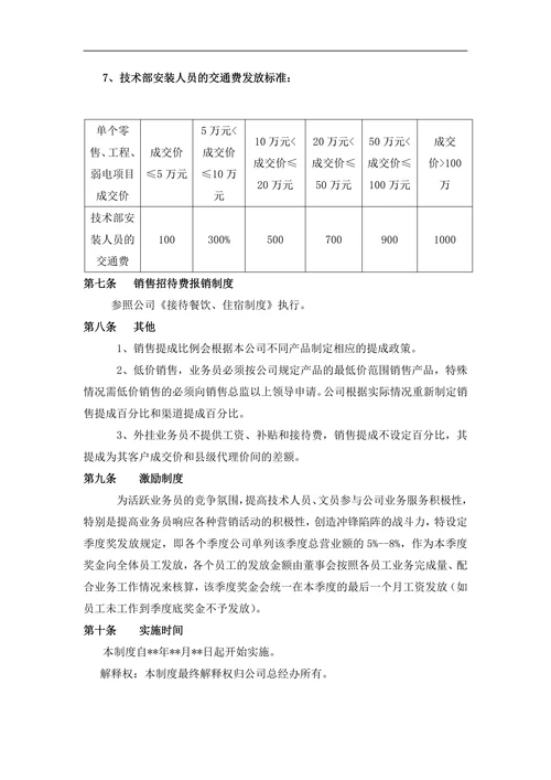 销售人员工资待遇及销售提成管理
