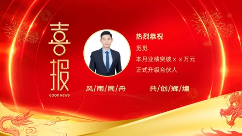 红色喜庆大气企业销售战报喜报捷报贺报PPT