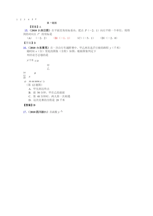 05-数量和位置变化-平面直角坐标系+函数初步中考真题集锦含答案.docx