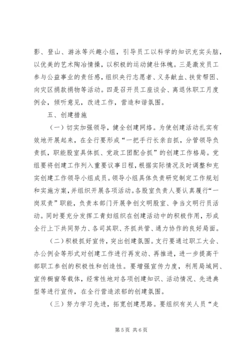 银行文明单位创建方案.docx