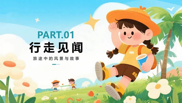 可爱手绘插画风我的暑假生活假期学习记录PPT模板