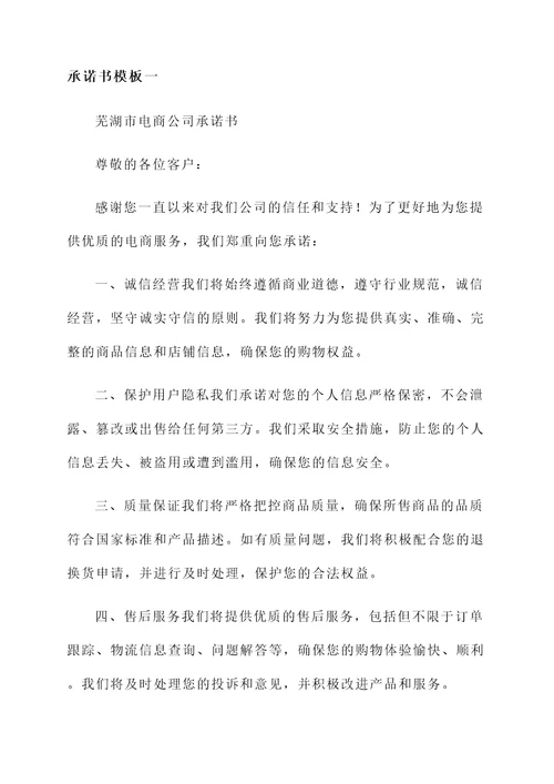 芜湖市电商公司承诺书模板