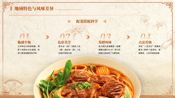 橙色商务风红烧牛肉面美食介绍ppt模板