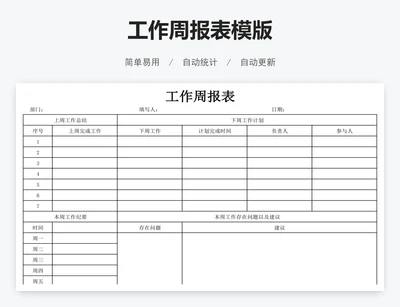 工作周报表模版