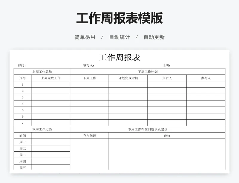 工作周报表模版