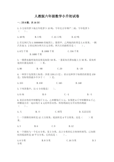 人教版六年级数学小升初试卷及答案（全优）.docx