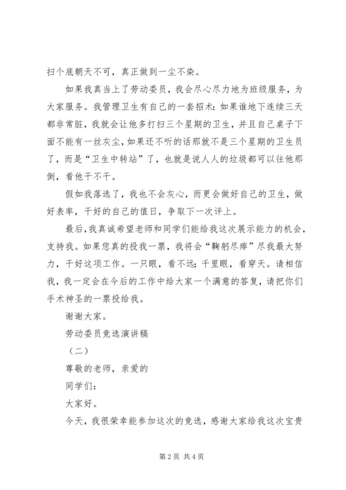 劳动委员竞选演讲稿 (6).docx