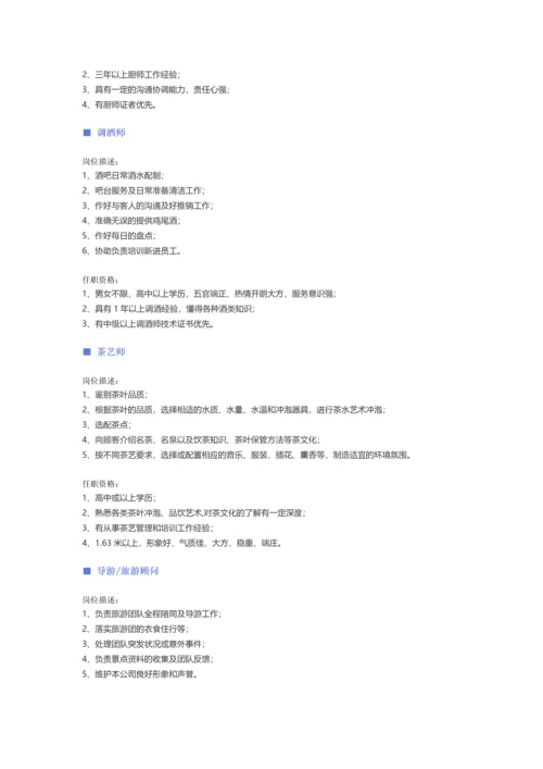 【酒店、餐饮、旅游娱乐、零售百货】职位说明书.docx