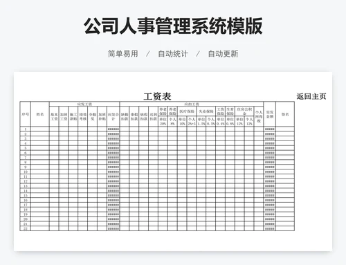 公司人事管理系统模版
