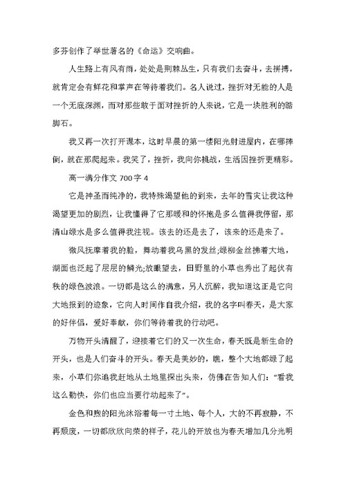 高一满分作文700字