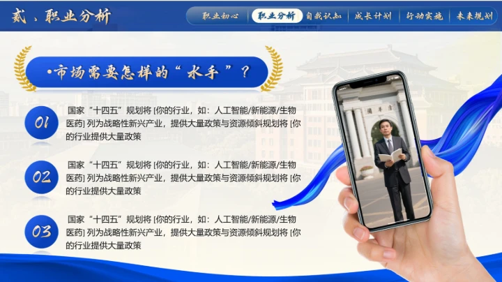 大学生职规赛蓝色就业赛道PPT